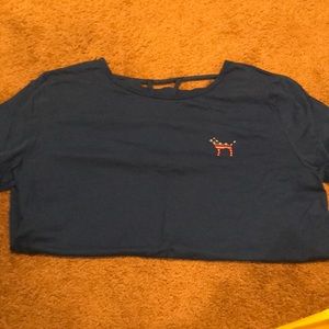 PINK red white and blue open back tee